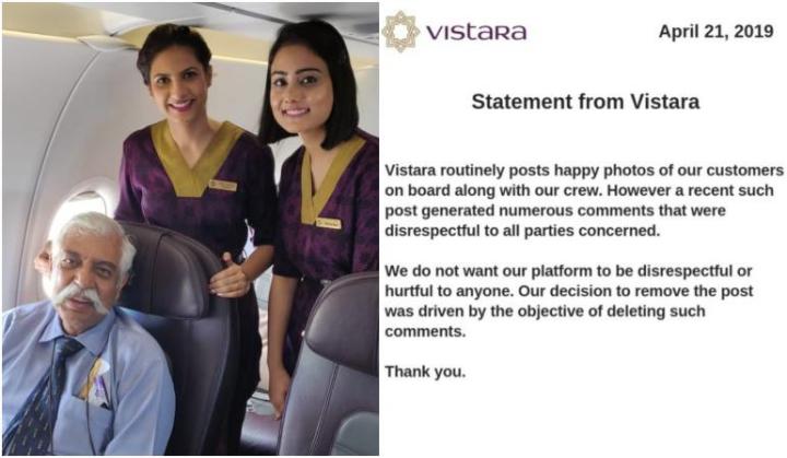 #BoycottVistara trends after Air Vistara tweets pic with Maj Gen GD Bakshi, deletes it later