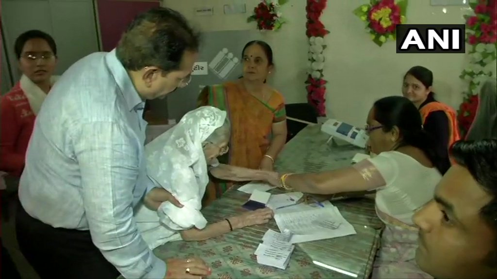 PM Modi's mother casts vote in Gujarat's Gandhinagar district