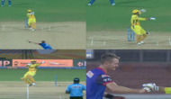 Watch: MS Dhoni hits a one handed six after ABD; bowler apologises for beamer