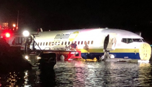 Boeing 737 plane with 136 on board ‘skids off’ runway; falls into Florida river