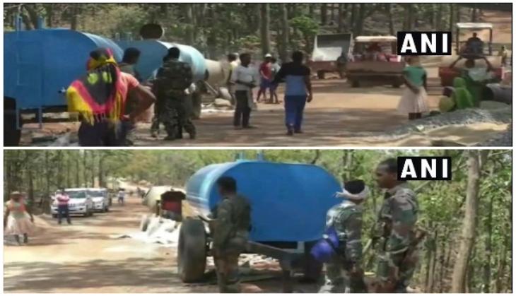 Construction of road underway in Naxal-affected area under CRPF, Chhattisgarh police security