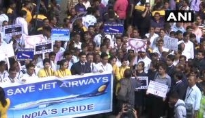 Jet Airways employees hold silent protest at Mumbai International Airport