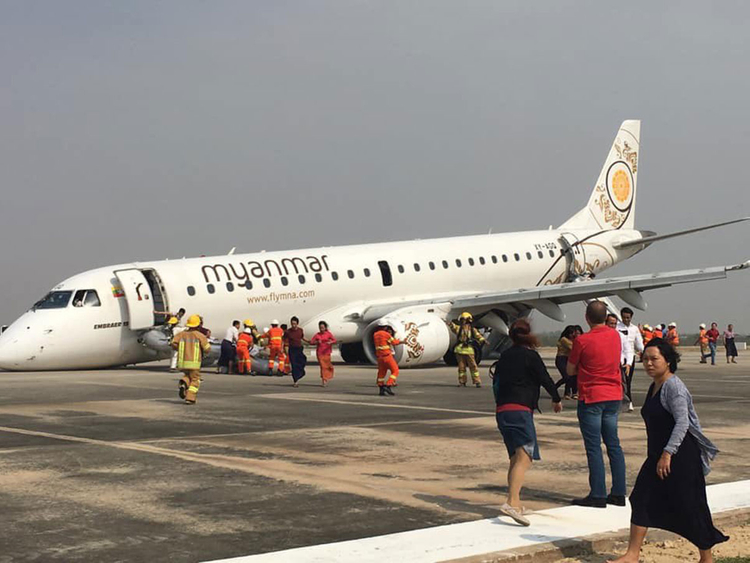Video: Scary! Myanmar pilot makes emergency landing with 'no front' wheel carrying 89 on board and....!