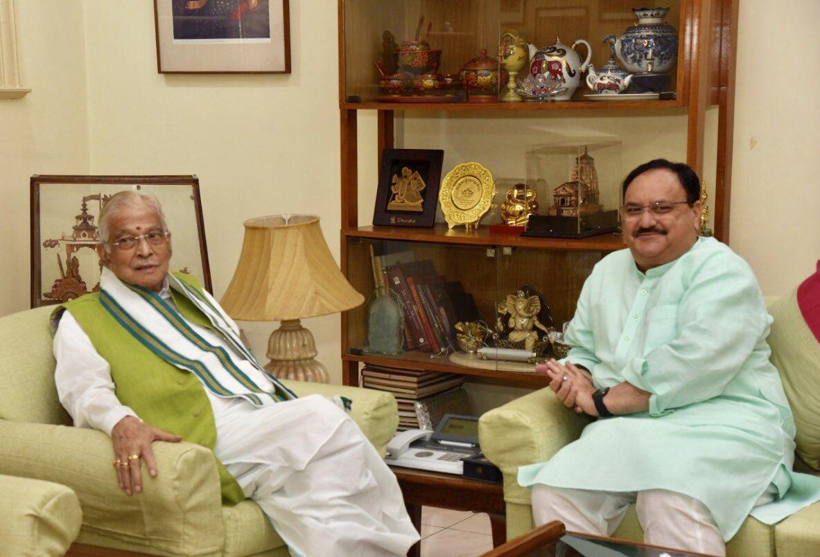 BJP working president J P Nadda meets ex-party chiefs Murli Manohar Joshi, LK Advani