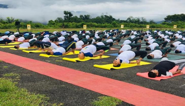 Uttarakhand: Yoga performed outside the Kedarnath temple