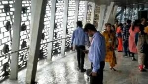 Video: Rainwater pours inside Statue of Unity viewing gallery