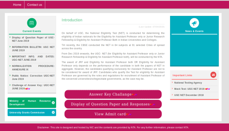 NTA NET June 2019 Answer Key Released! Now challenge your response sheet before July 3; know how