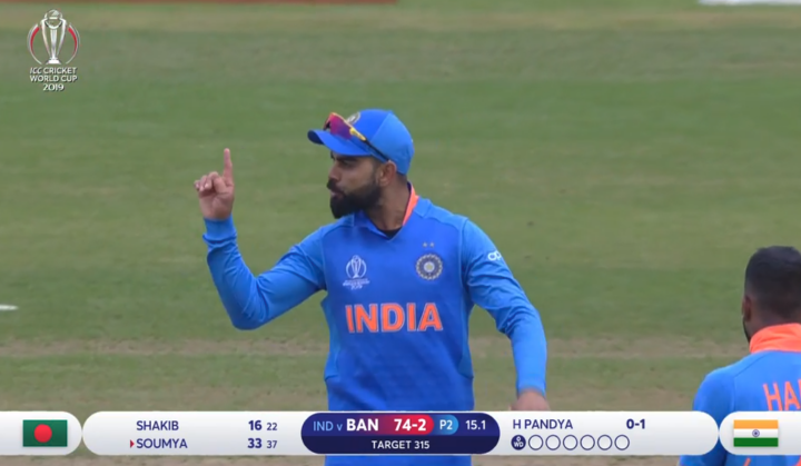 Watch: Virat Kohli gives a shameful send-off to Soumya Sarkar, Rohit Sharma asks him to calm down