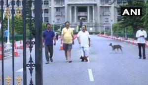 After night-long dharna inside house, BJP lawmakers take morning walk around Vidhana Soudha