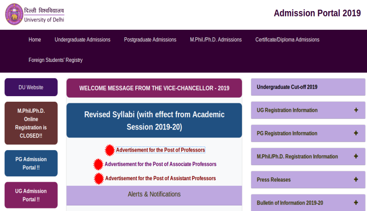 Jobs in Delhi University 2019: Vacancy for Professor post; salary as per 7th Pay Commission