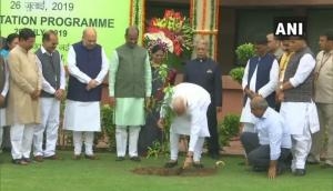 PM Modi plants saplings in Parliament as part of plantation drive