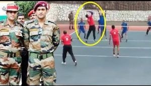 MS Dhoni spotted playing volleyball with his Territorial Army battalion; watch video