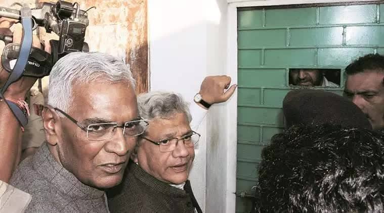 Sitaram Yechury, D Raja detained at Srinagar airport, CPI-M condemns action