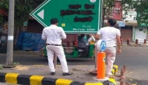 Delhi: Hindu Sena blackens Babur Road signboard, demands name change