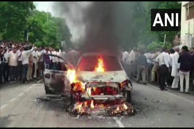 UP: Man sets SUV ablaze, fires shots in the air in Mathura city