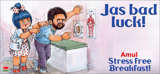 Amul dedicates doodle expressing concern over Jasprit Bumrah's injury