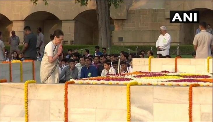 Sonia Gandhi, JP Nadda pay tribute at Rajghat on Mahatma Gandhi's 150th birth anniversary