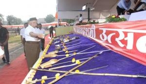 RSS chief Mohan Bhagwat performs 'shastra' puja at Dussehra event