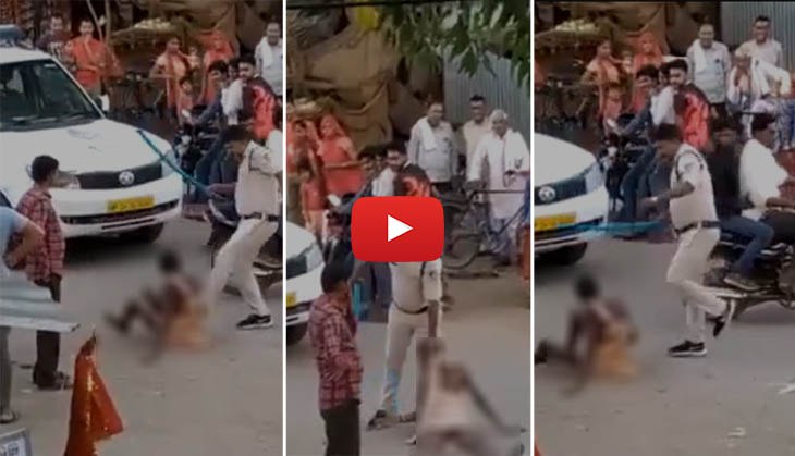 MP policeman thrashes mentally challenged man on busy street; video goes viral