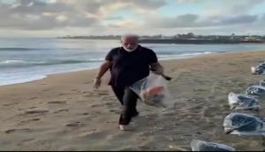 Watch: Leading by example, PM Modi cleans Mahabs sea beach