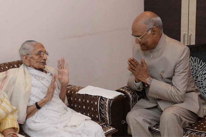 President Kovind meets PM Modi's mother in Gujarat