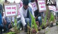 Karnataka: Students protest against poor road conditions in Shivamogga, plant saplings in potholes