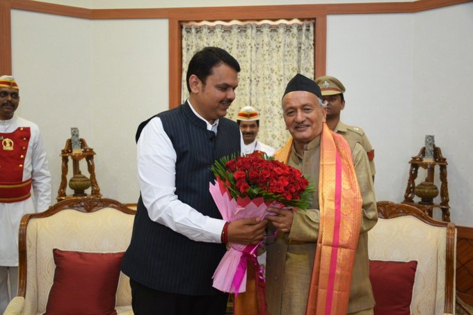 CM Devendra Fadnavis meets Maharashtra Guv Bhagat Singh Koshyari at Raj Bhavan