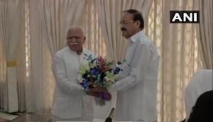 Haryana CM Manohar Lal Khattar meets Vice President Naidu