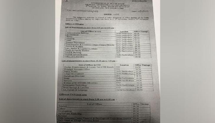Delhi govt changes timings for government offices during Odd-Even scheme