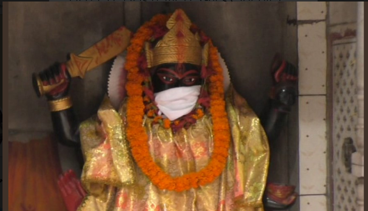 Air pollution: Varanasi devotees cover Goddess Durga and Kali faces with anti-pollution masks