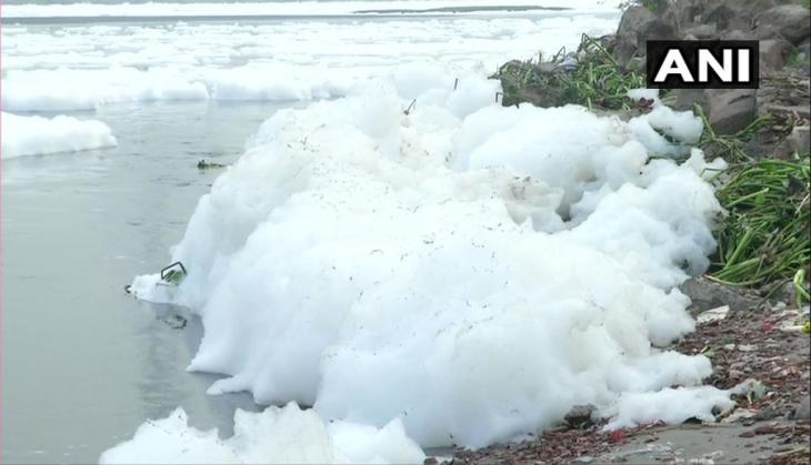 Delhi Pollution leads to formation of foam on river Yamuna