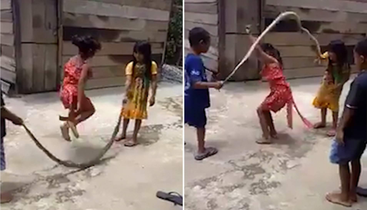 Children with snake