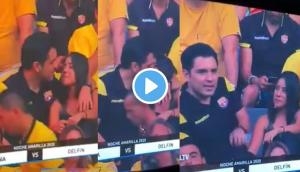 Viral Kiss cam! Man caught cheating on his wife during football match