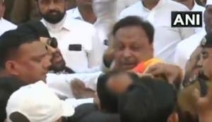 Video: Clash erupts between two Congress leaders during flag hoisting in MP