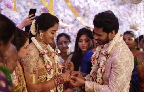 HD Kumaraswamy's son Nikhil gets engaged to Congress leader's grand niece Revathi [Pics]