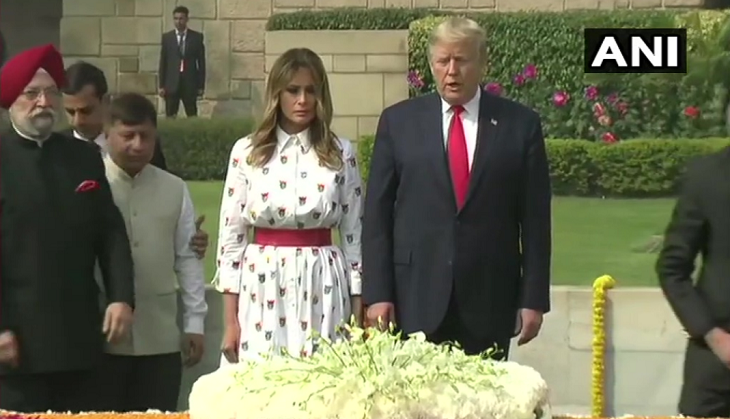 Donald Trump at Rajghat: POTUS, First Lady Melania Trump pay homage to Mahatma Gandhi