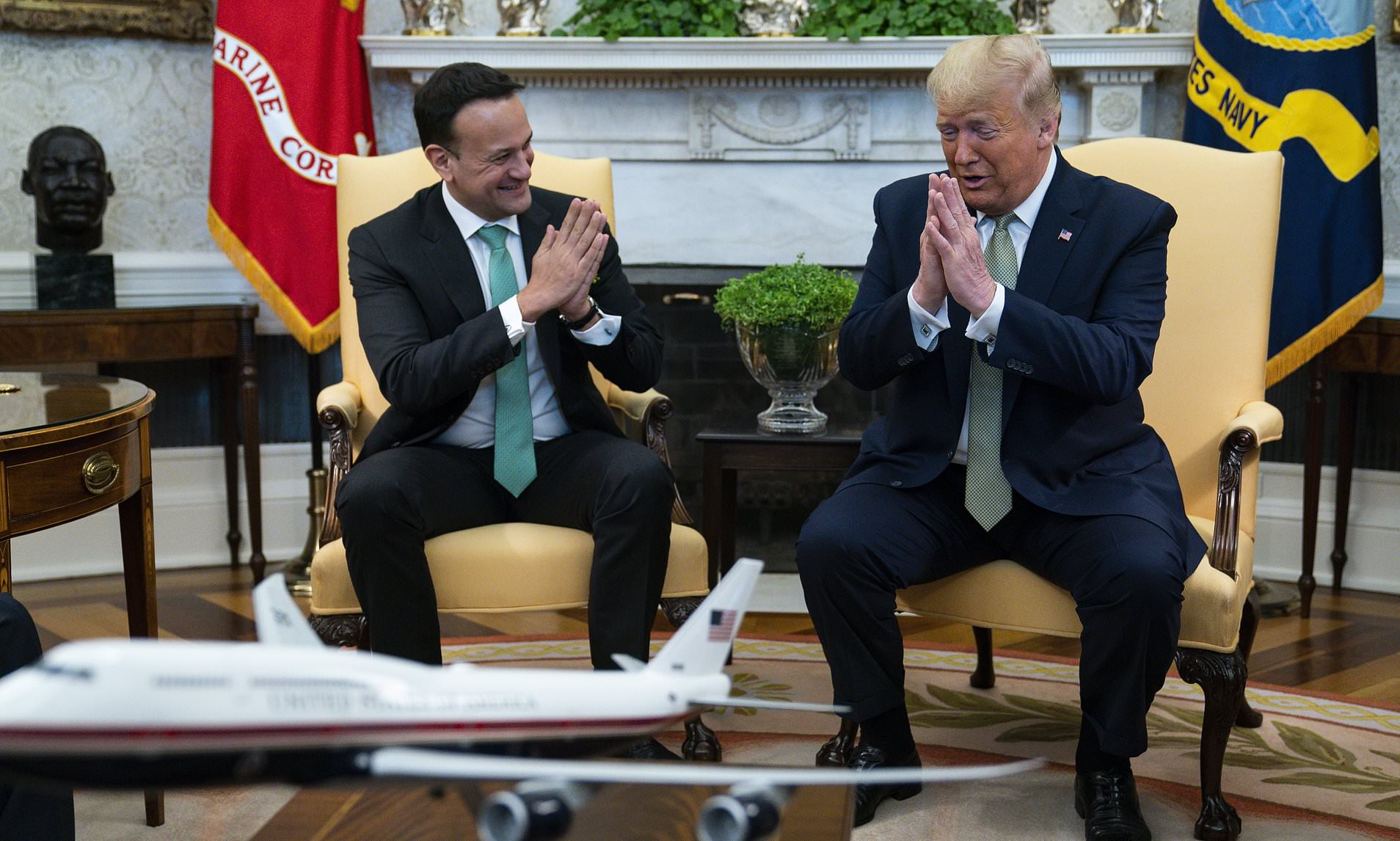 Donald Trump, Irish Prime Minister Leo Varadkar greet each other in traditional Indian way amid coronavirus outbreak