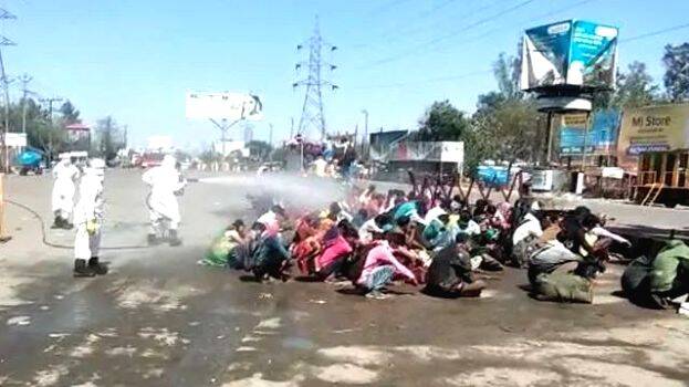 Coronavirus in India: Migrant labourers forced to take bath in 'disinfectant' upon their entry in Bareilly [Watch]