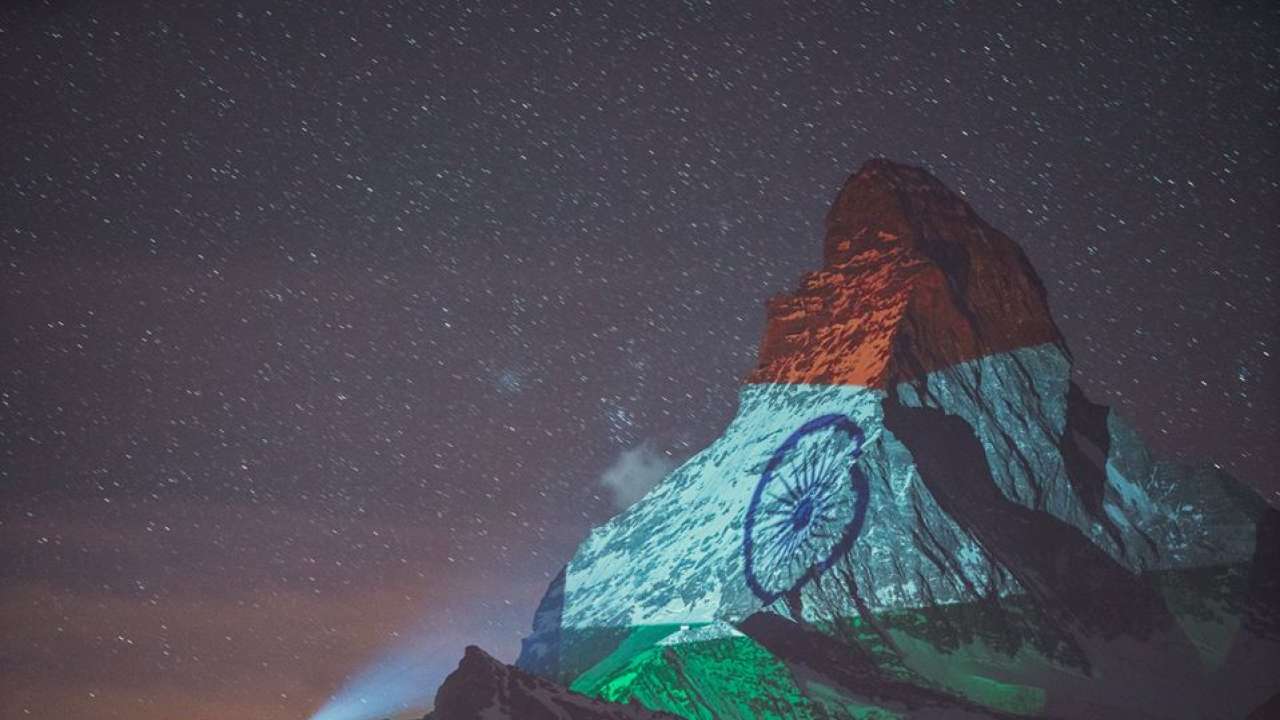 Indian flag on Swiss Mountain: Tricolour projected in gesture to express solidarity amid COVID-19