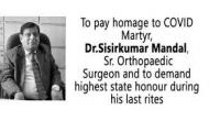 West Bengal Orthopaedic Association demands state honour for doctor who died from COVID-19