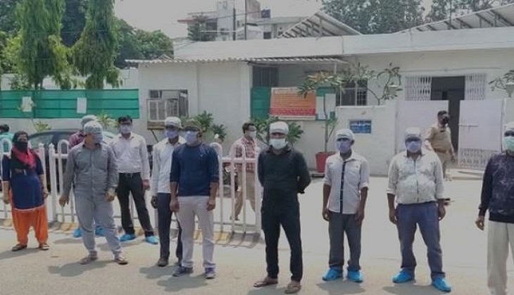 Corona Warriors: GBN District Hospital sanitation workers protest to highlight their plight
