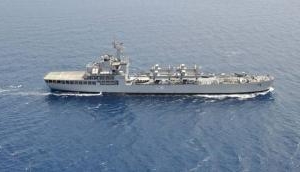 Indian Naval Ship Kesari carrying 580 tonnes of essential food items reaches Male port