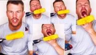 David Warner hilariously tries to eat corn placed on drilling machine, see what happens next [Watch]