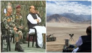 Leh: Rajnath Singh witnesses para dropping skills of Armed Forces at Stakna