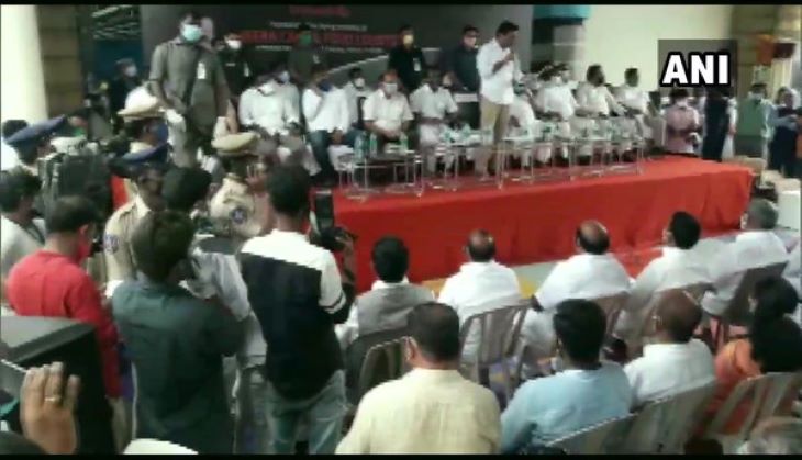 Hyderabad: Social distancing norms violated at private event attended by TRS leaders 