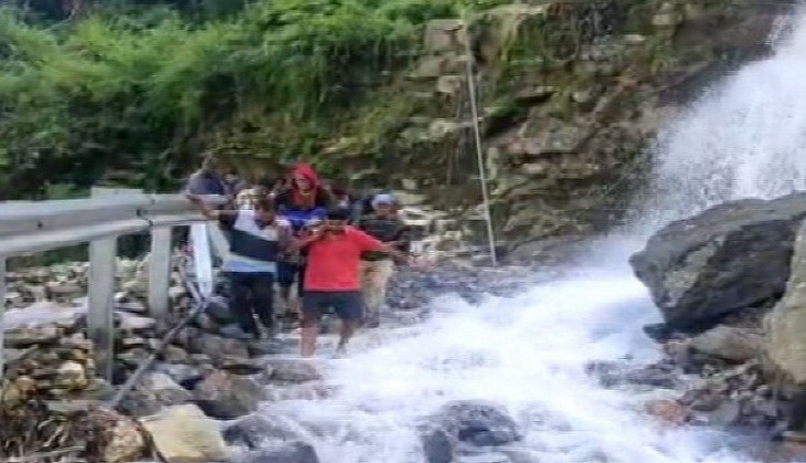 Uttarakhand: Elderly woman carried on makeshift stretcher to hospital in Pithoragarh 