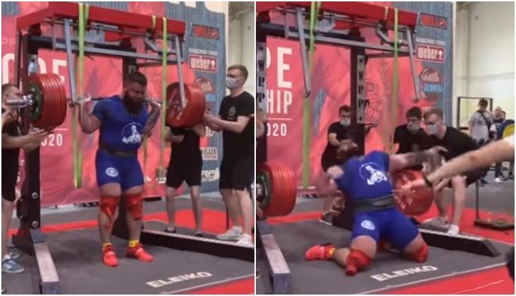 Video: Russian Powerlifter fractures both knees while attempting to squat nearly 900 pounds