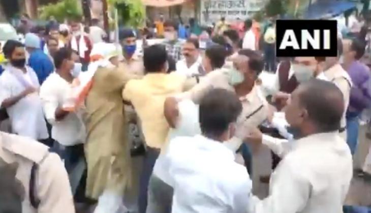 Hathras case: Clash between Congress and Bhim Army workers in Chhattisgarh during protest