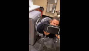 Oh No! Drunk girl gets stuck inside washing machine; bizarre scene goes viral
