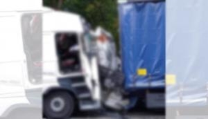 Accident caught on cam: Vehicle crushed between two lorries; know what happened next